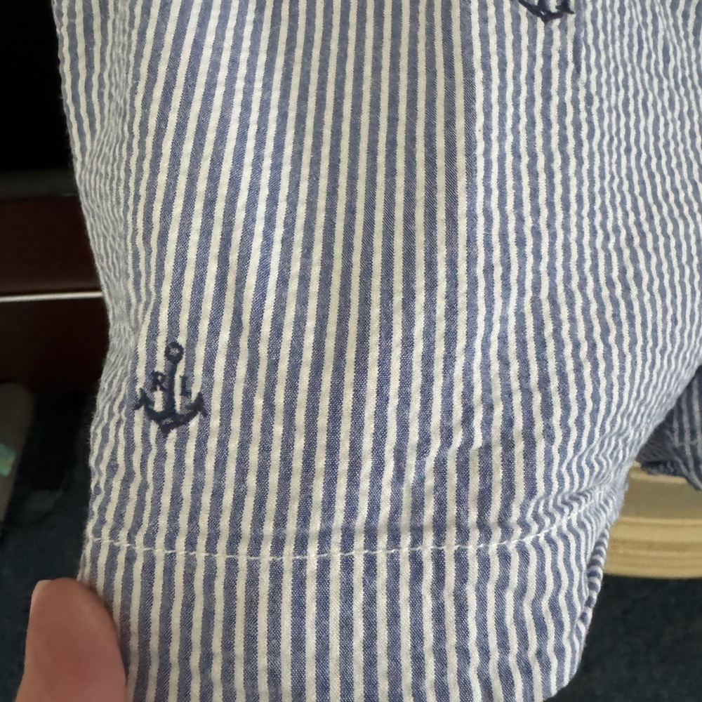 Ralph Lauren Blue and White Striped Polo Shorts seersucker 3” inseam - Picture 3 of 8